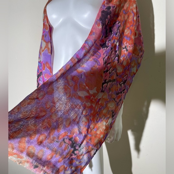 Tolani Rectangular 28"x 72” Wool Silk Scarf Wrap Shawl Boho Colorful Sheer - Picture 4 of 14